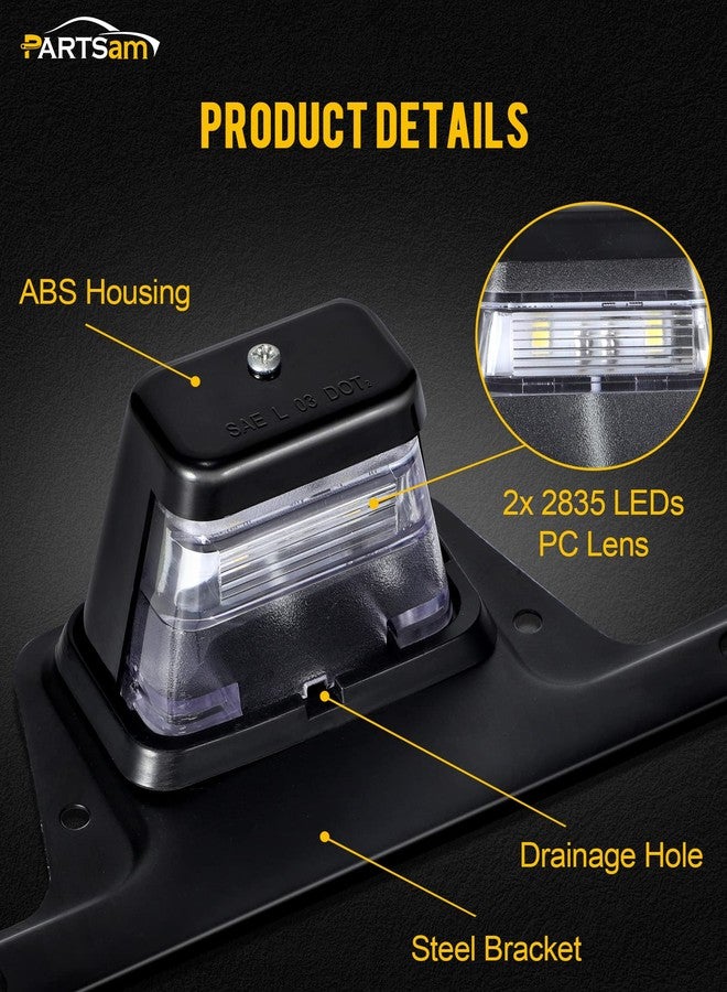 Partsam LED License Plate Light Waterproof 12V DC License Tag Light with Holder Drainage Hole Steel Bracket Mount ABS Housing PC Lens for Trailer Truck Pickup UTV ATV RV Boat 12V DOT Compliant - Image 4